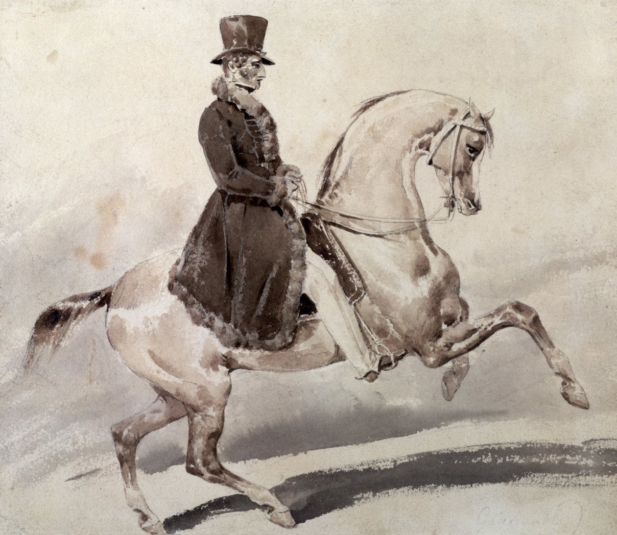 Rytter i frakk kantet med pels av Theodore Gericault