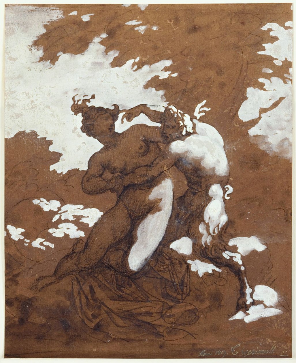 Satyr og nymfe av Theodore Gericault