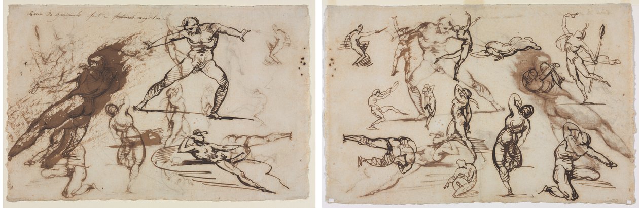Ark med skisser (recto) Ark med skisser (verso) av Theodore Gericault