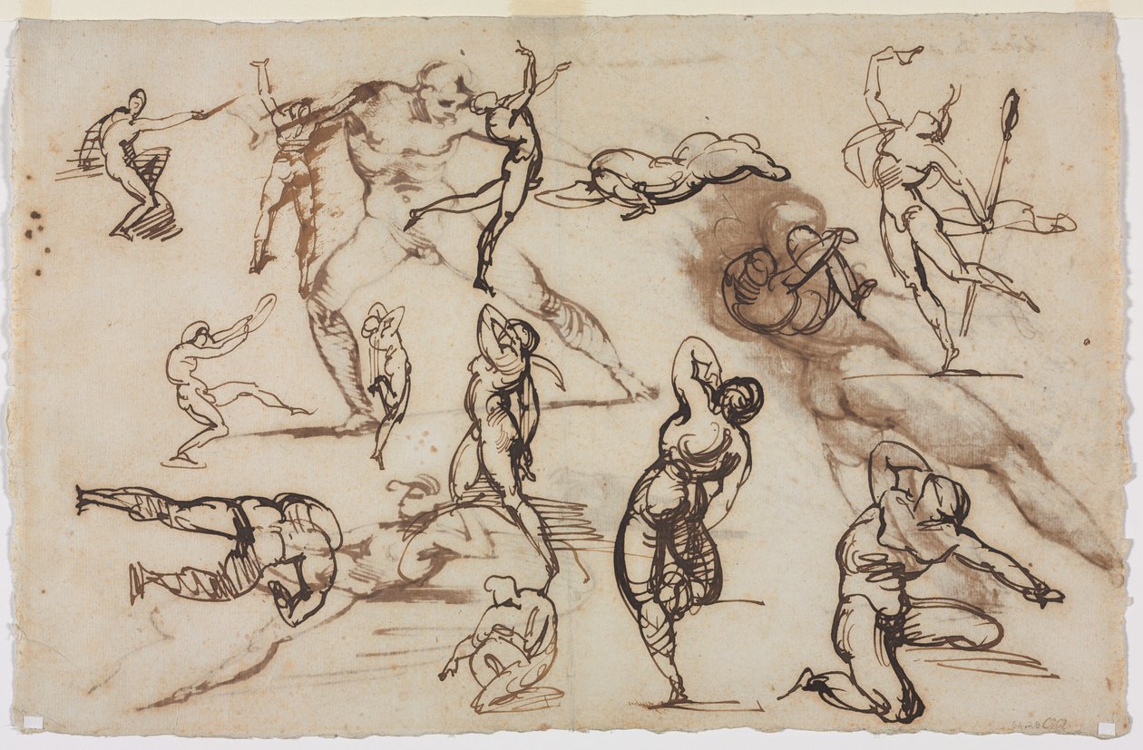 Ark med skisser (verso) av Theodore Gericault
