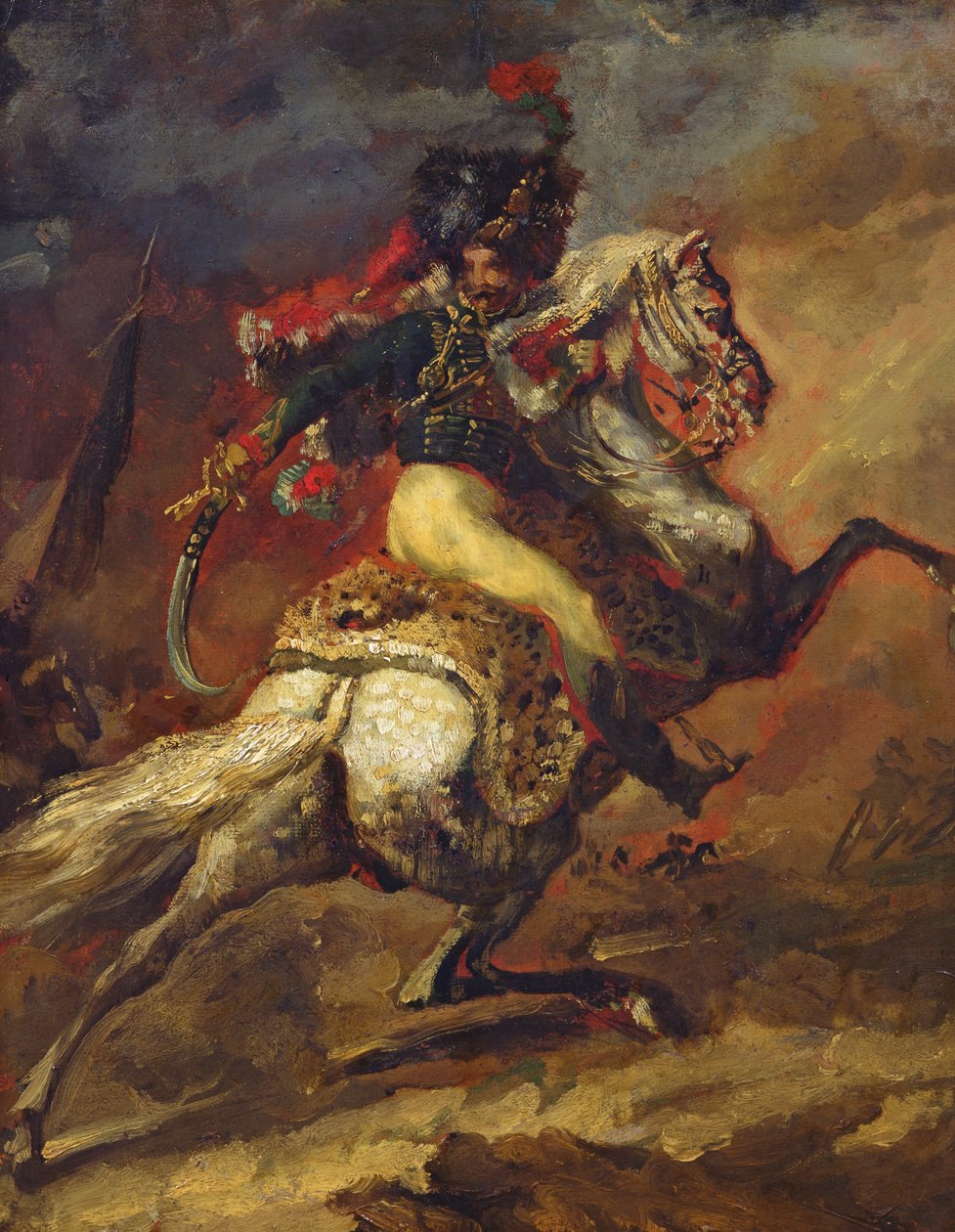 Skisse av en offiser av husarene, 1814 (se også 26088) av Theodore Gericault
