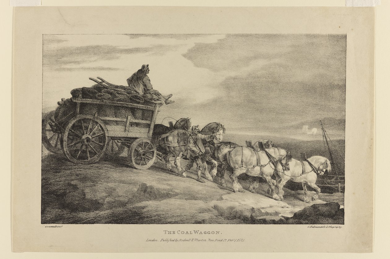 Kullvognen, fra forskjellige emner tegnet fra livet på stein av Theodore Gericault