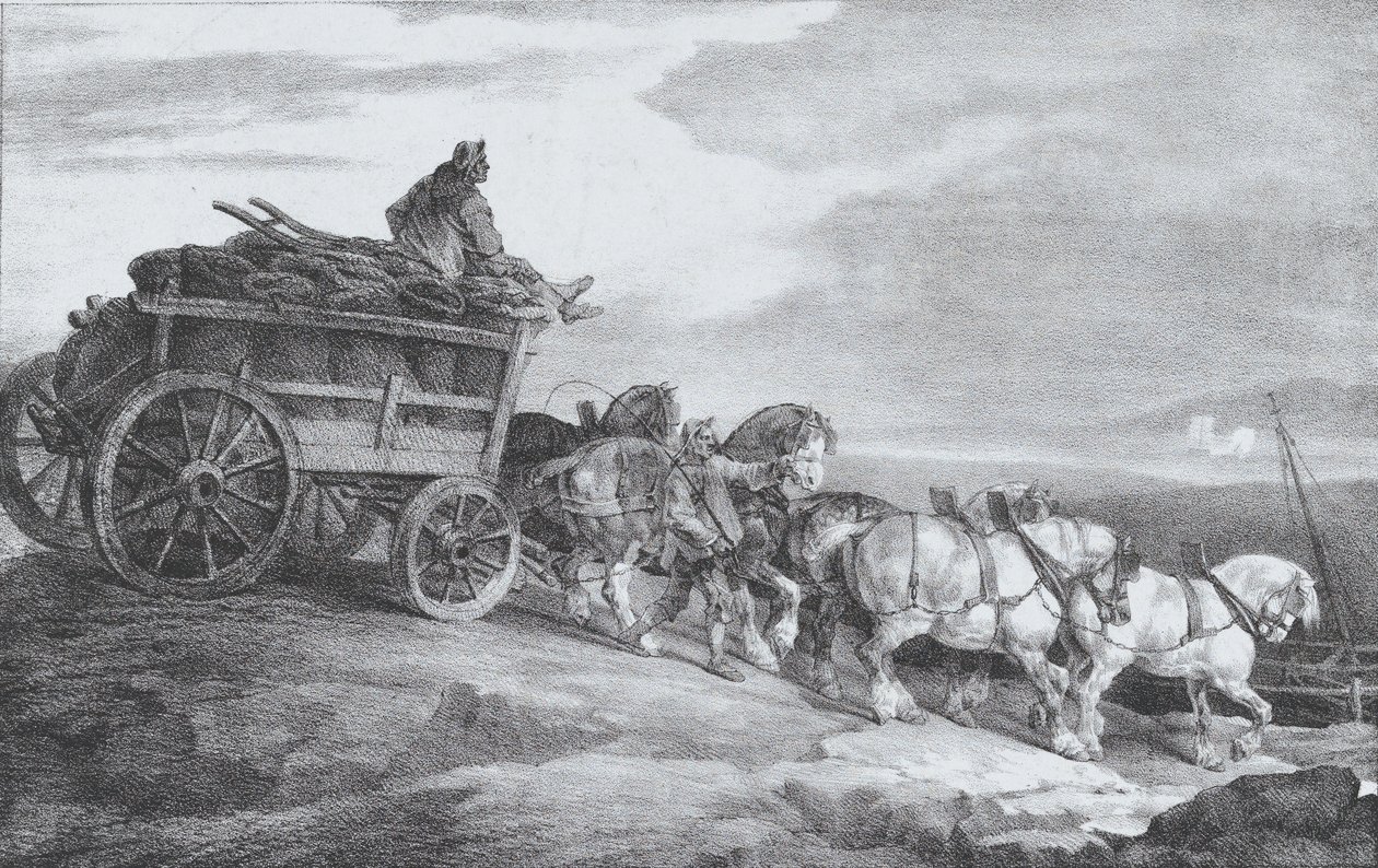 The Coal Waggon [sic.], 1821. av Theodore Gericault