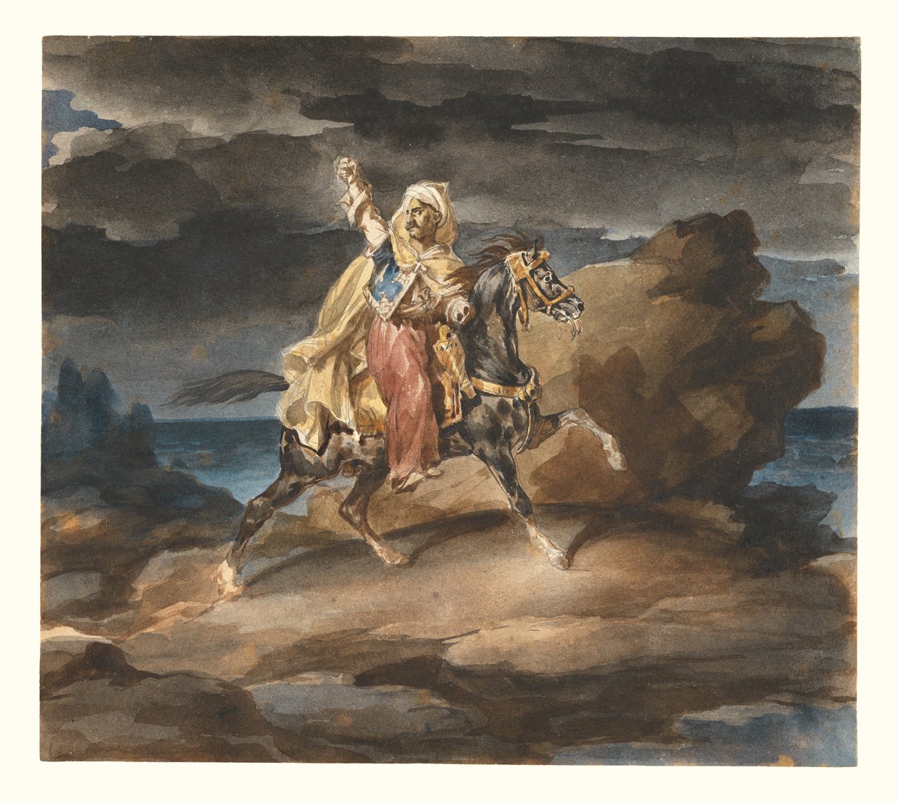 The Giaour (En tyrkisk fortelling) ca. 1822–23 (akvarell over grafitt) av Theodore Gericault
