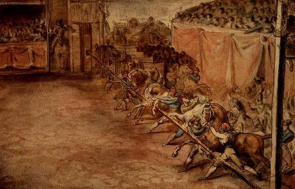 Løpet på Corso (blyant, penn, blekk og akvarell) av Theodore Gericault
