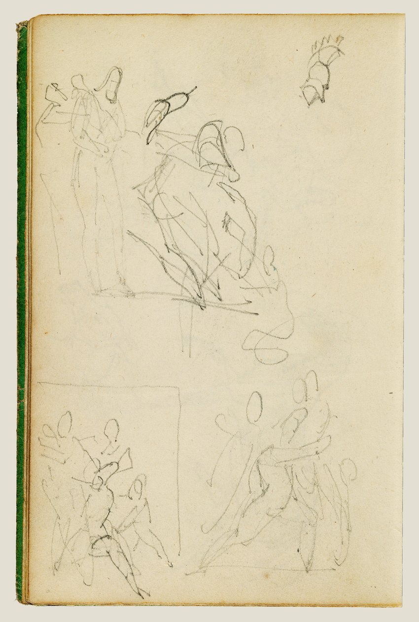 Tre komposisjonsstudier av figurgrupper av Theodore Gericault