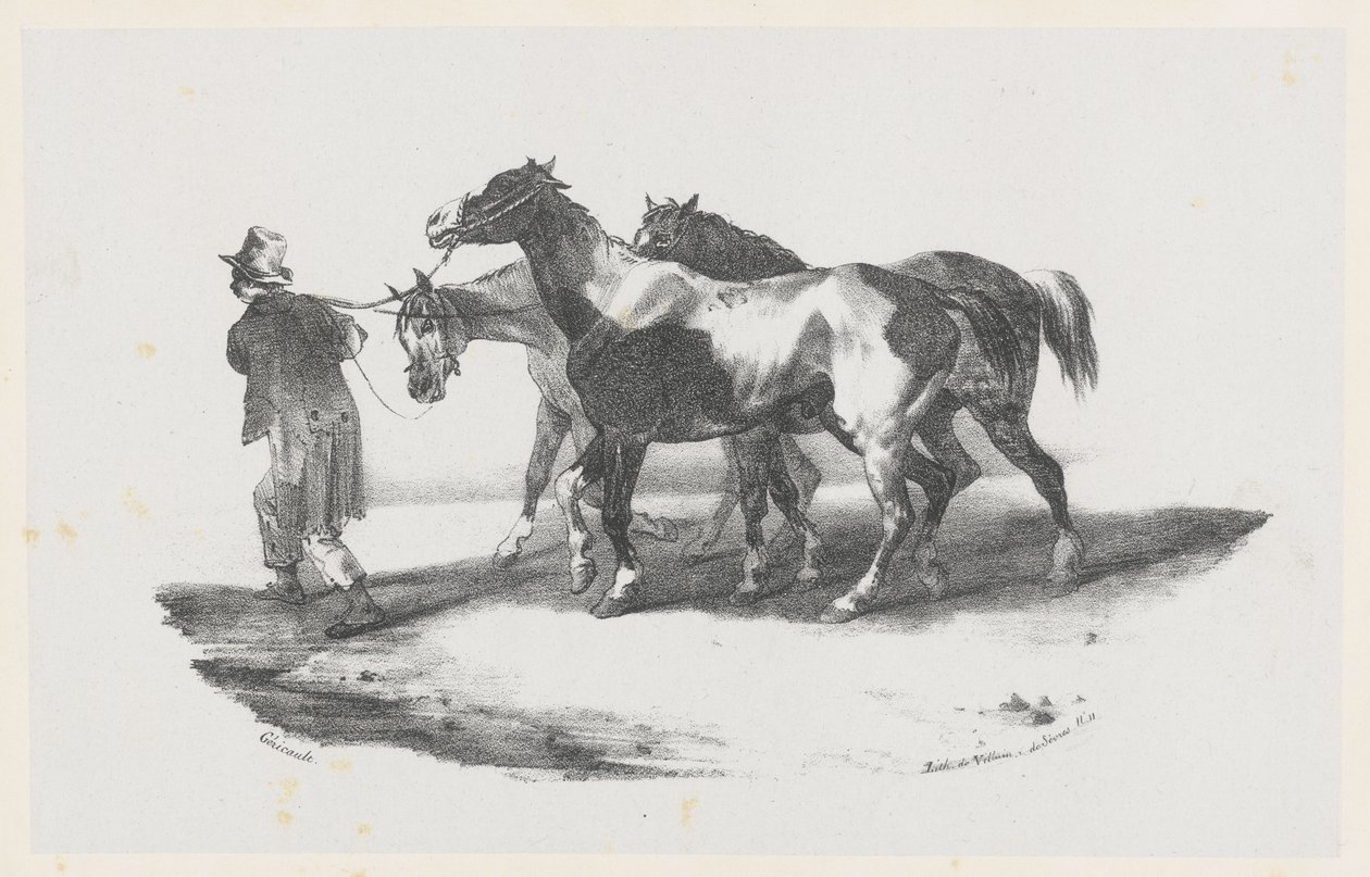 Tre hester som føres til slakteriet (Three Horses Being Led to the Slaughterhouse) av Theodore Gericault
