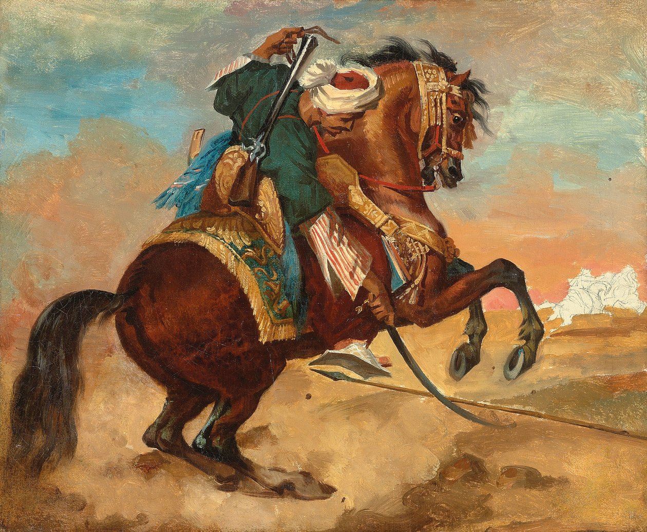 Turk montert på kastanjefarget hest, ca. 1810 (olje på lerret) av Theodore Gericault