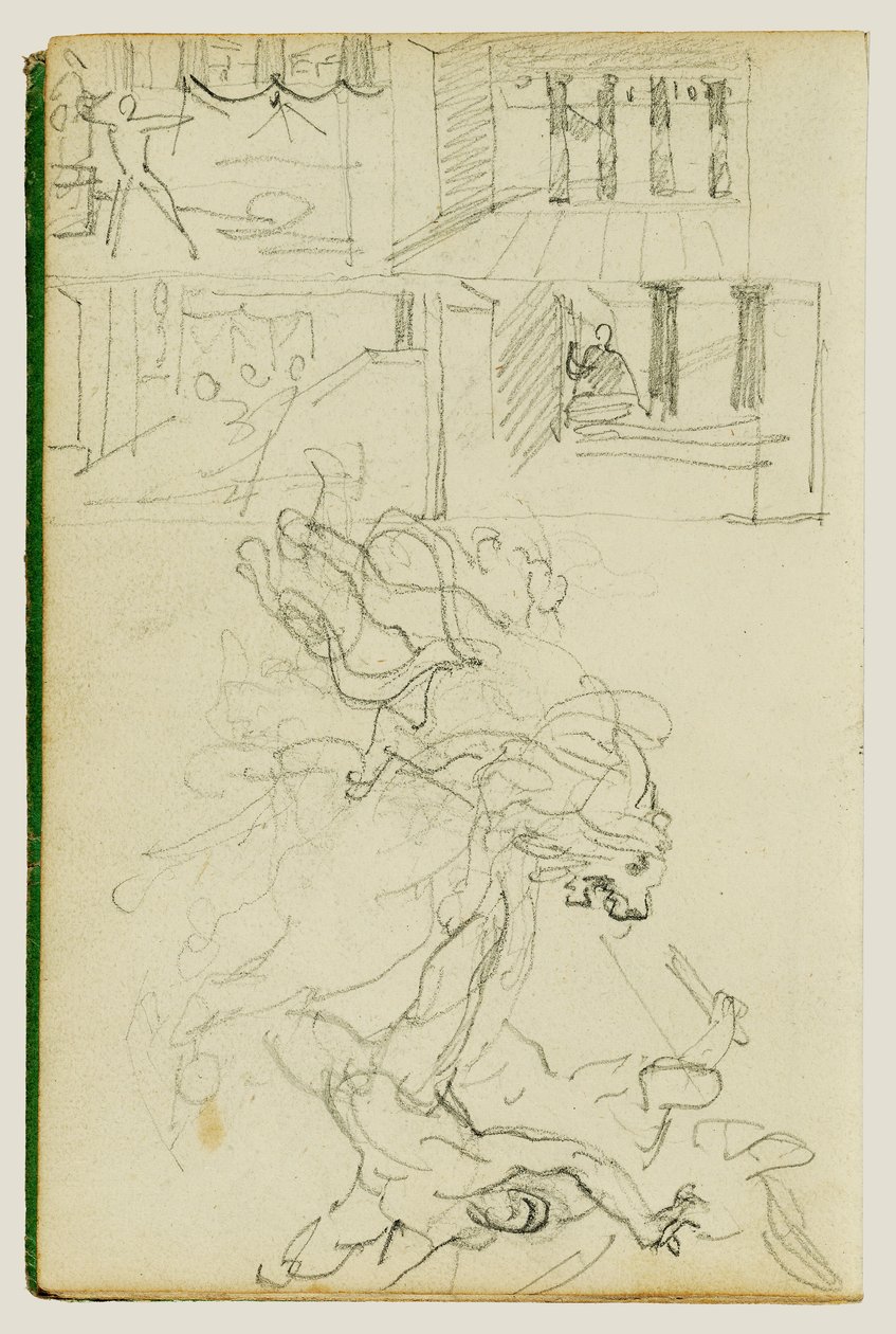 To komposisjonsstudier av en løvejakt av Theodore Gericault