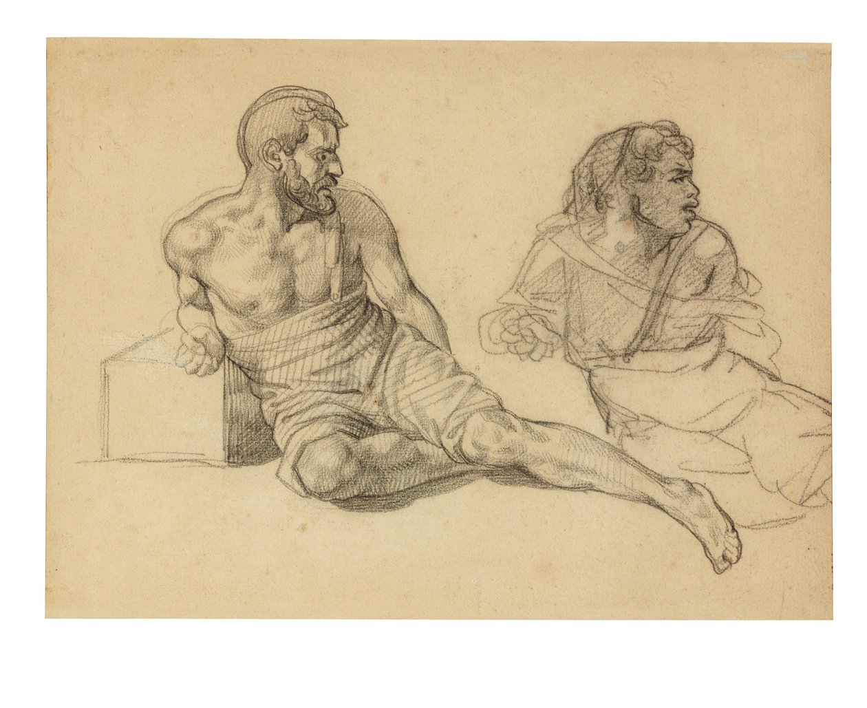 To studier for figuren som sitter ved foten av masten av Theodore Gericault