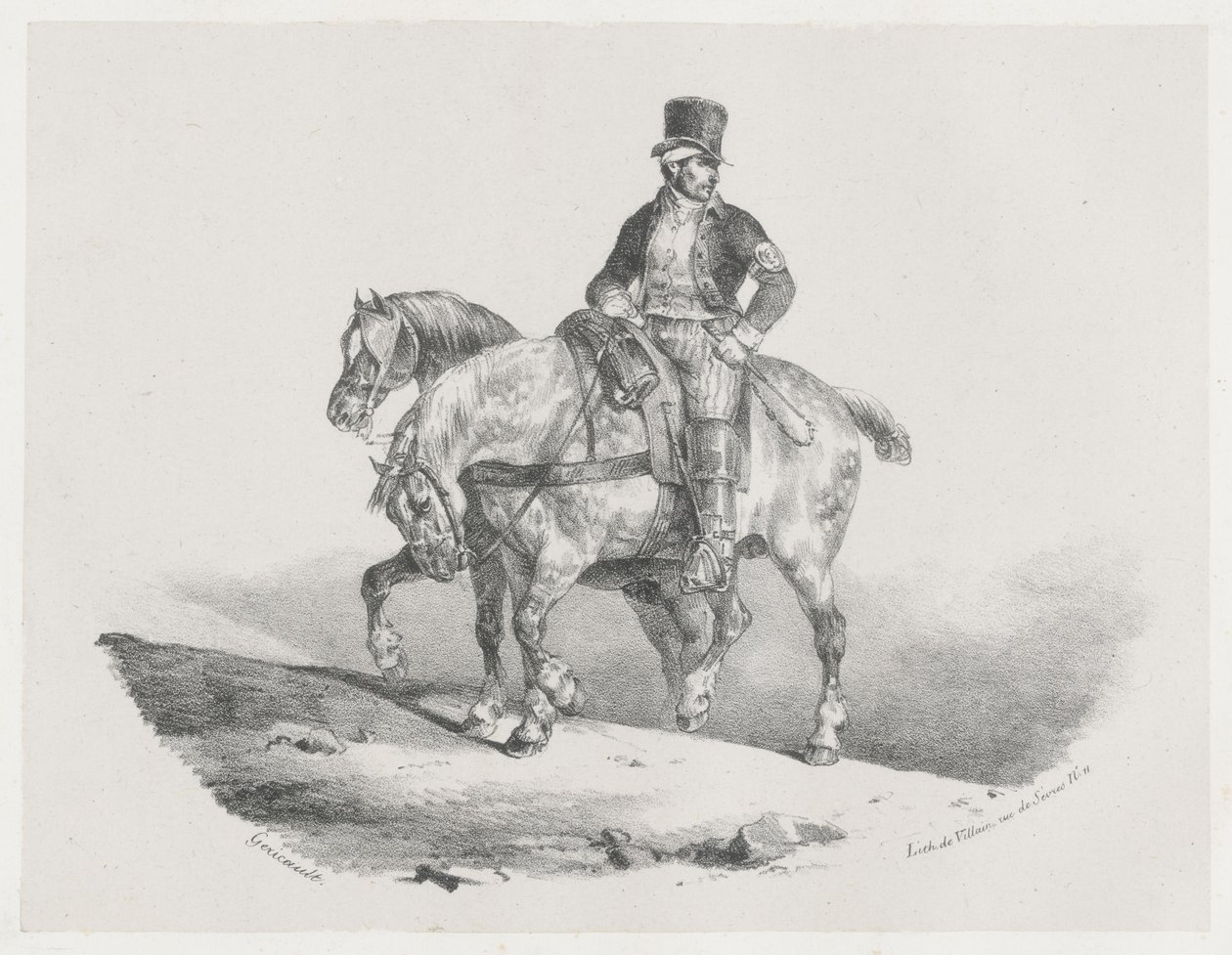 En postiljon eller De to hestene i seletøy (A Postilion or The Two Harnessed Horses) av Theodore Gericault