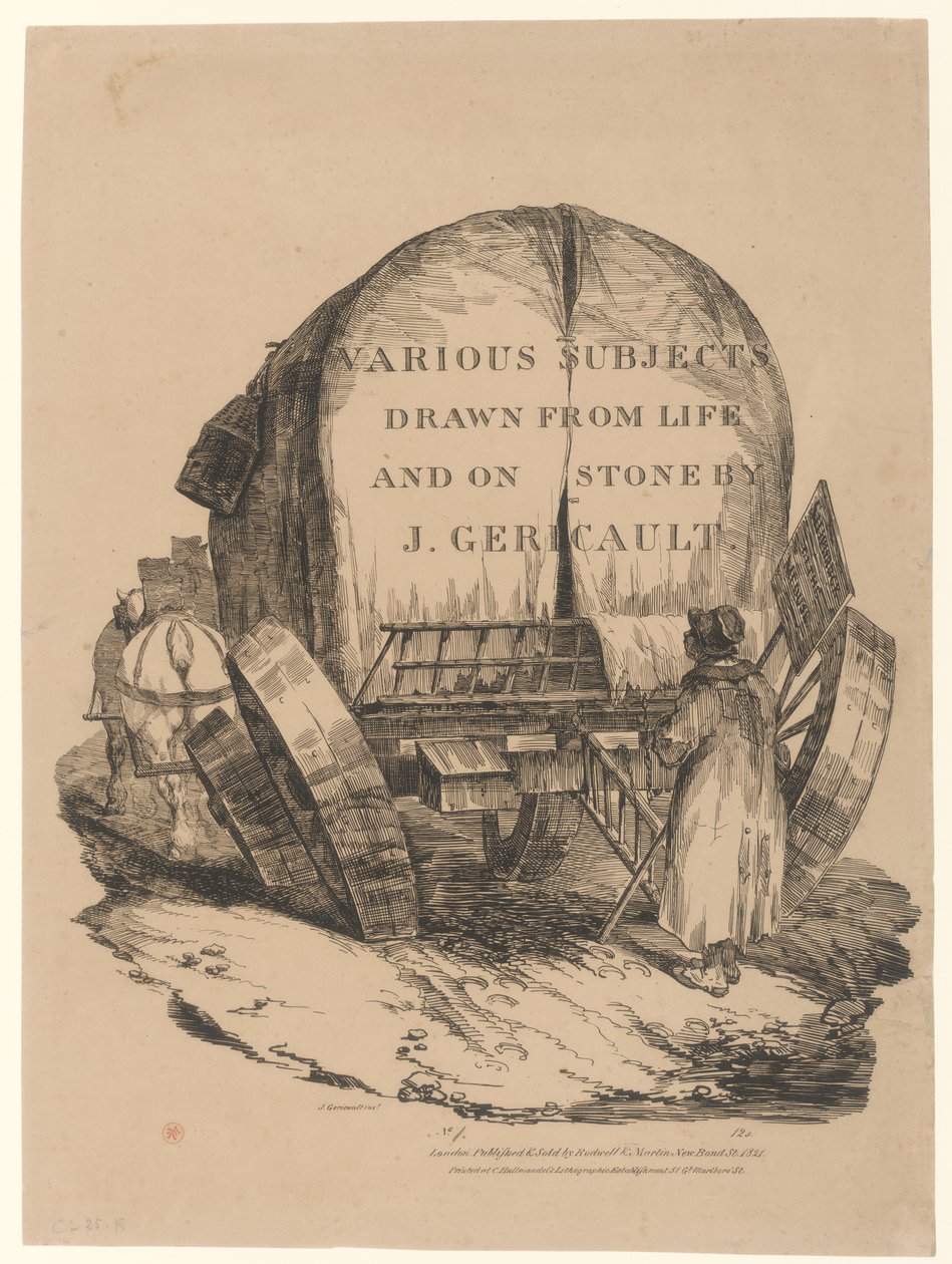 En hestevogn (Tittel på den engelske serien) [A Hitched Wagon or A Horse-Drawn Cart (Tittelsiden til den engelske serien)] av Theodore Gericault