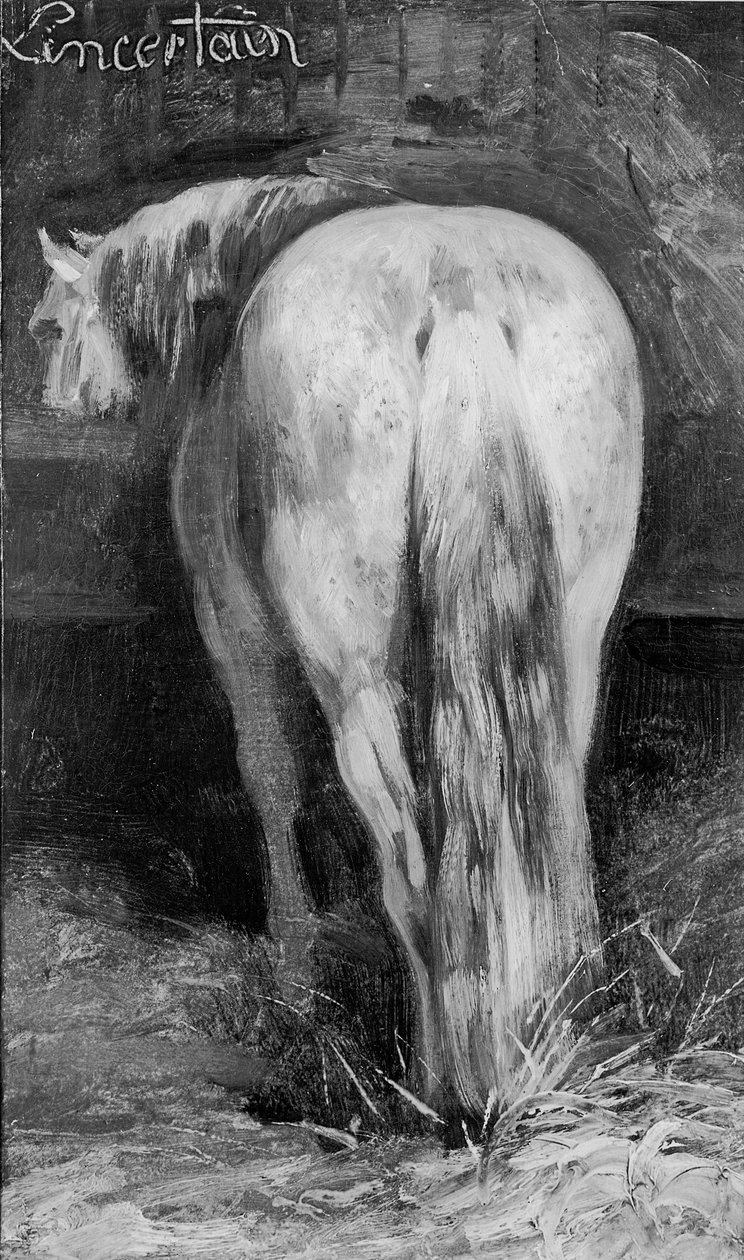 Usikker, Hesten i stallen av Theodore Gericault