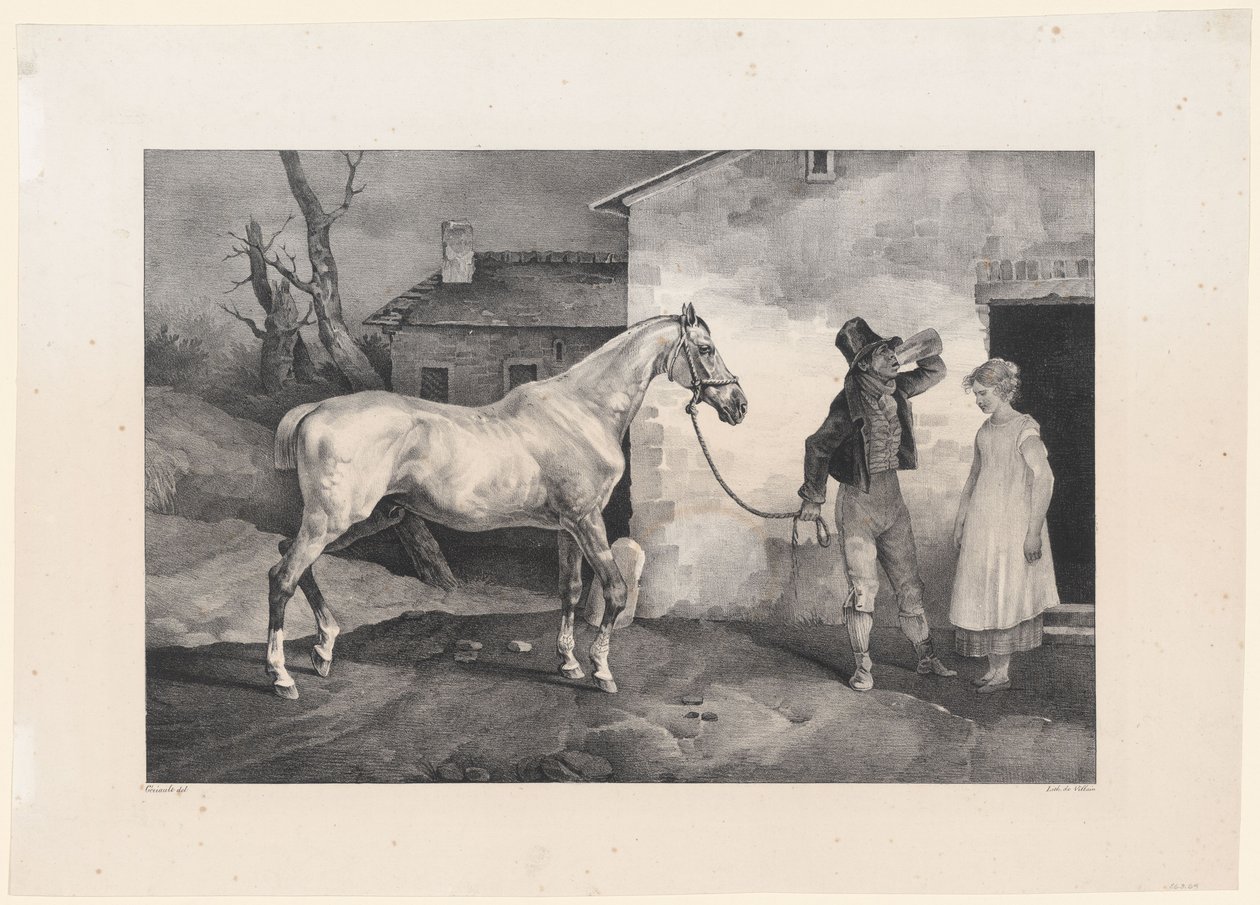 En gammel hest ved inngangen til et vertshus (An Old Horse at the Door of an Inn) av Theodore Gericault
