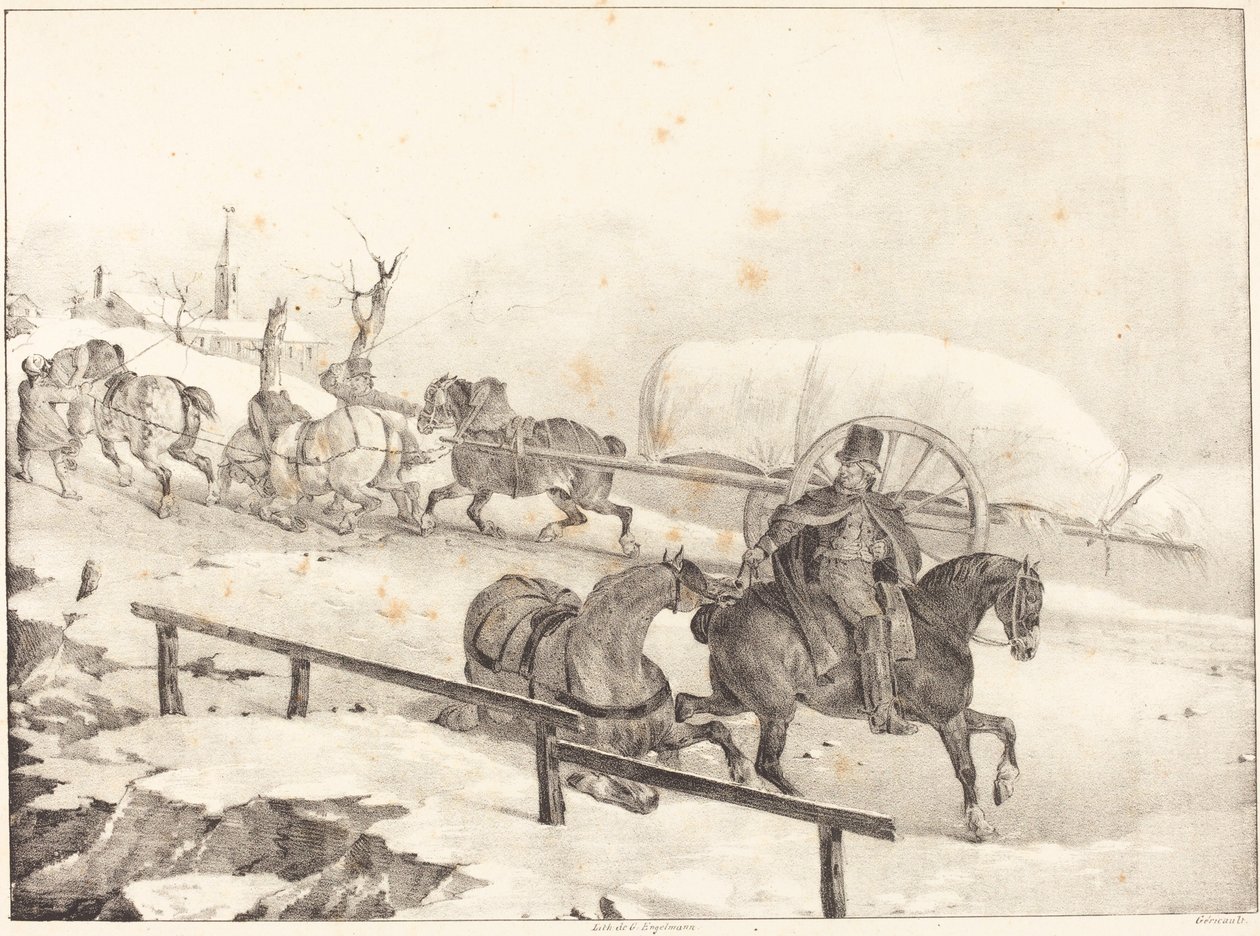Vogner som klatrer en bakke av Theodore Gericault