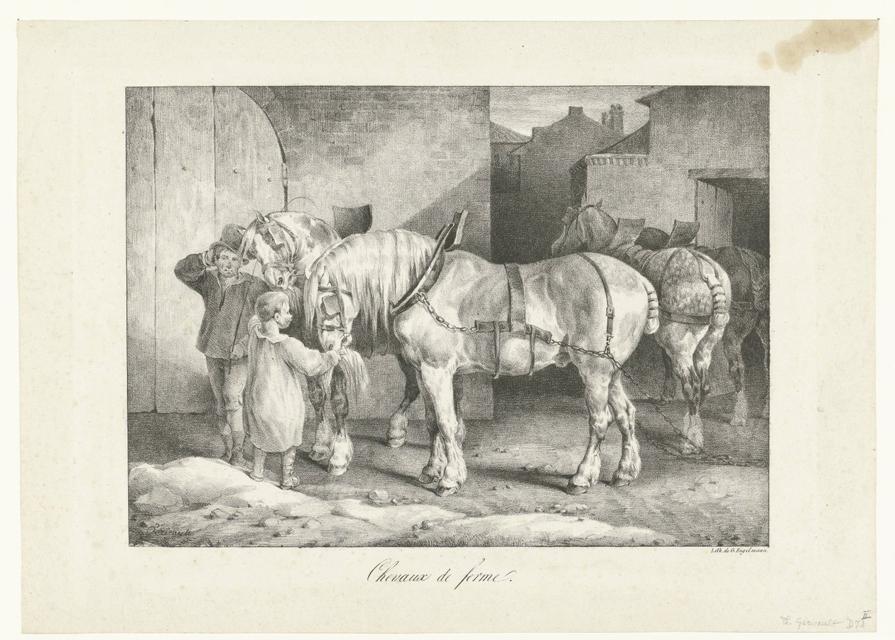 Werkpaarden Gårdshester (tittel på objekt) Fire diverse emner (serietittel) av Theodore Gericault
