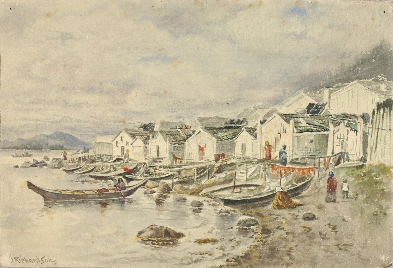 The Ranch Native Village, Sitka, 1884. av Theodore J. Richardson