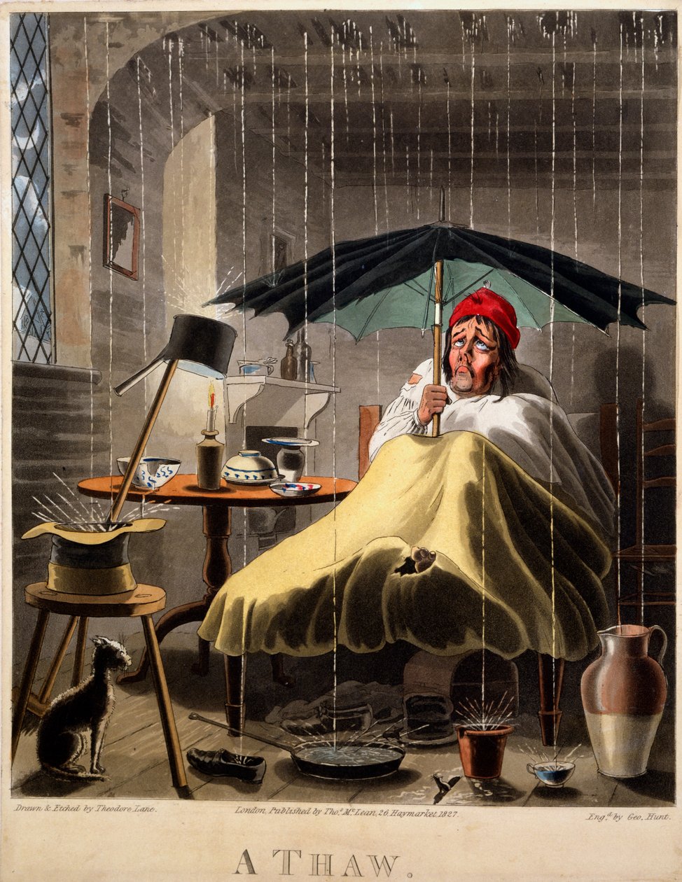 A Thaw, trykk laget av George Hunt, 1827 (håndfarget gravering) av Theodore Lane