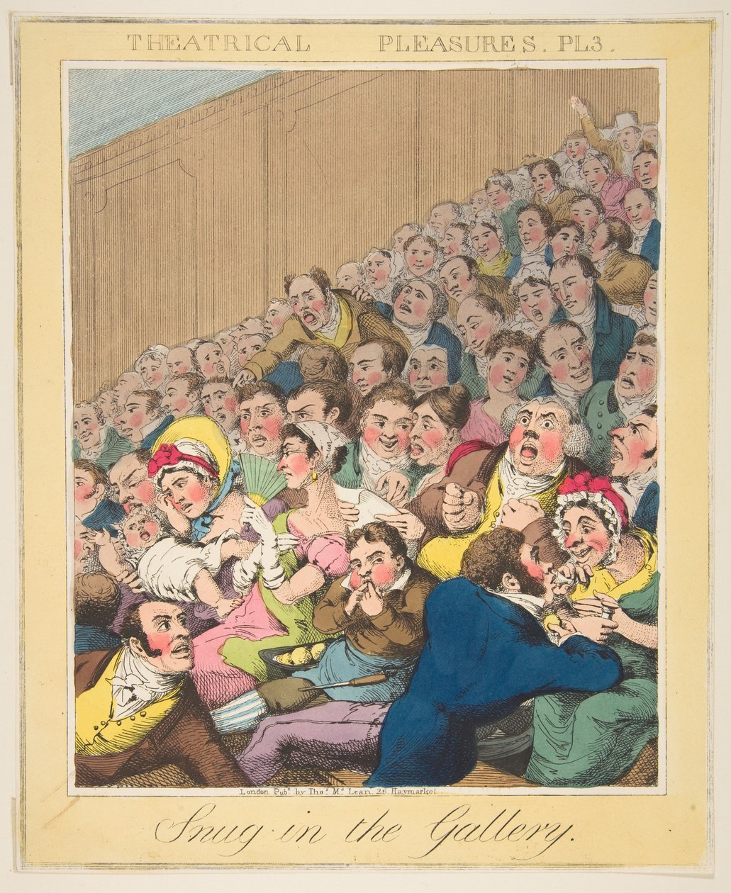 Teatralske fornøyelser, Snug in the Gallery, Plate 3, ca. 1835. av Theodore Lane
