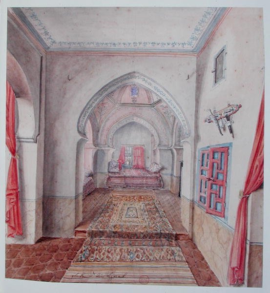 Et maurisk interiør, Alger (akvarell på papir) av Theodore Leblanc