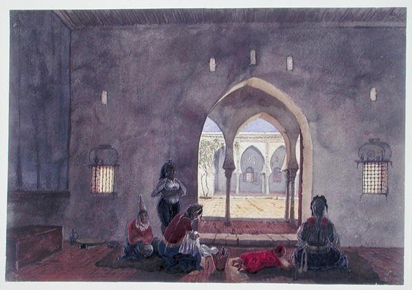 A Moorish Interior, Alger, ca. 1835 (akvarell på papir) av Theodore Leblanc
