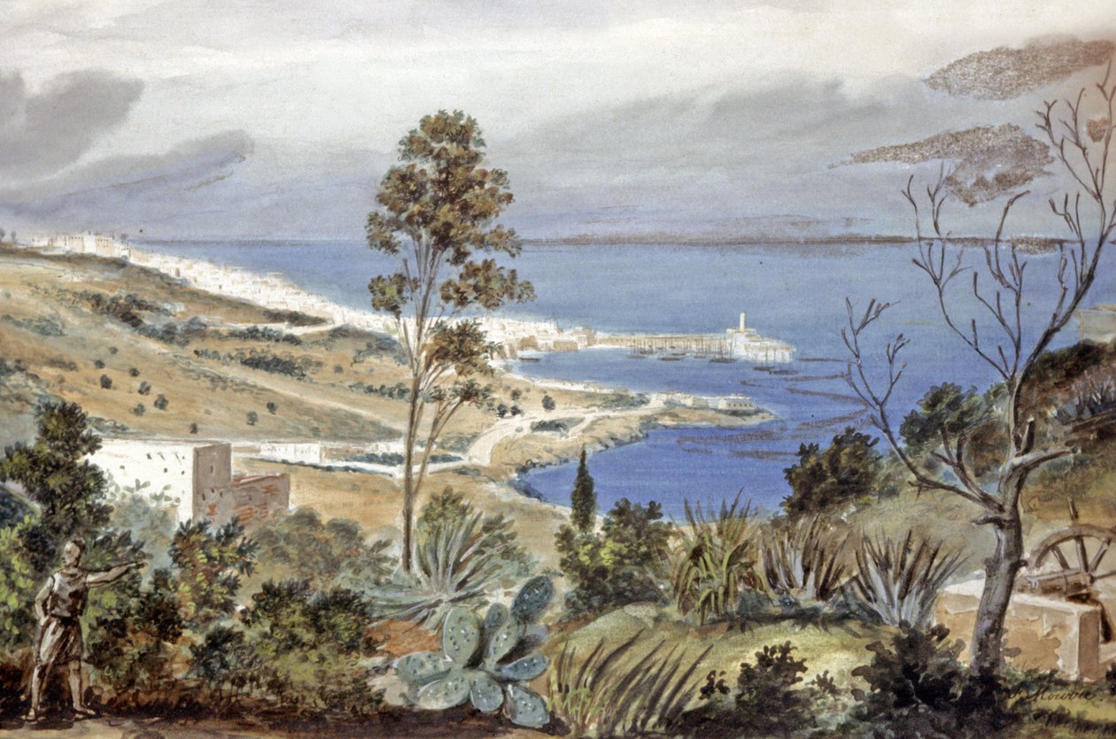 Utsikt over Alger, ca. 1835 (akvarell) av Theodore Leblanc