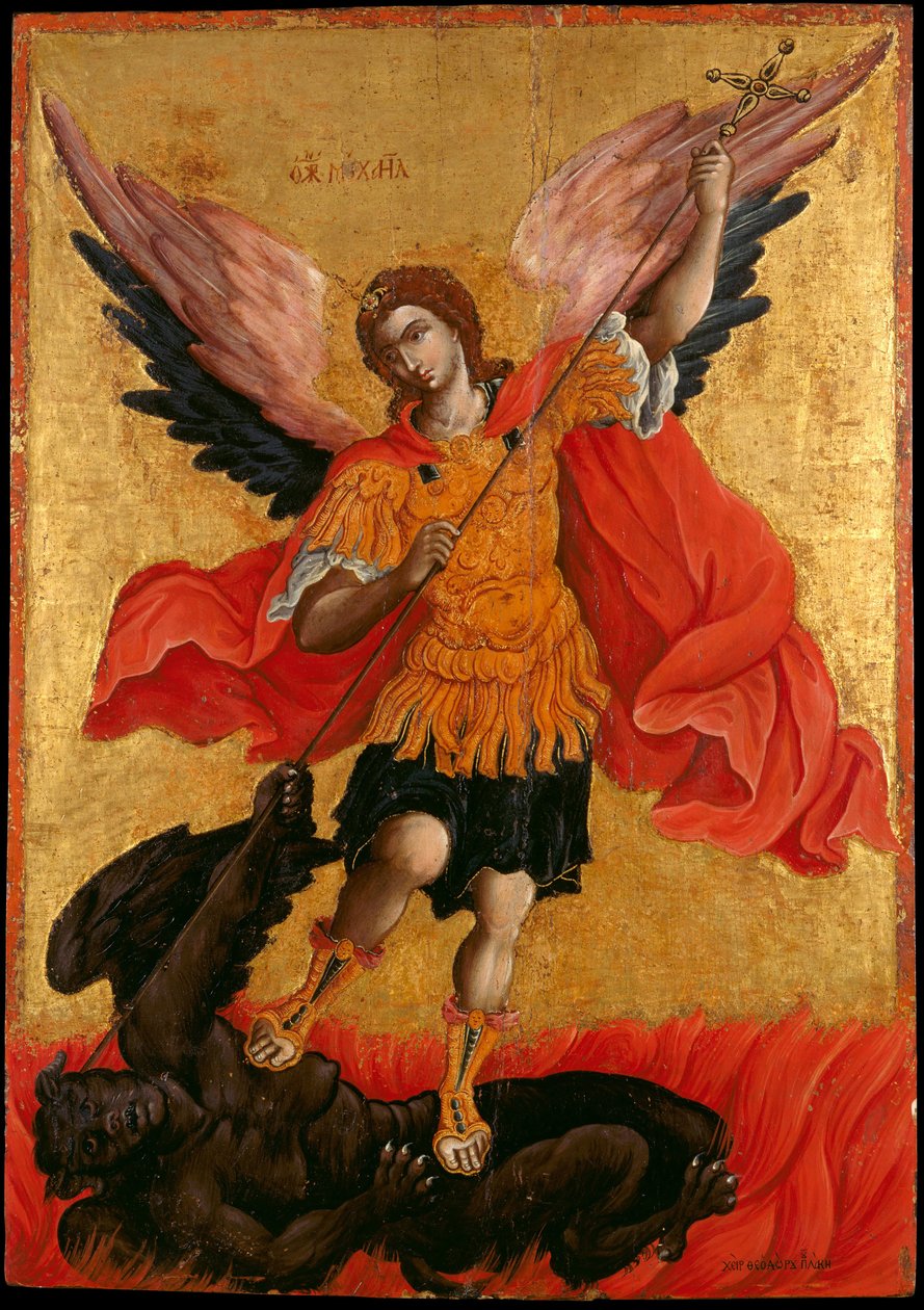 archange Saint Michel - Erkeengelen Michael - Peinture (ikon) av Theodore Poulakis (1622-1692) - Andre halvdel av det 17. århundre. - Tempera på panel - 76x54,3 - Benaki-museet, Athen av Theodore Poulakis