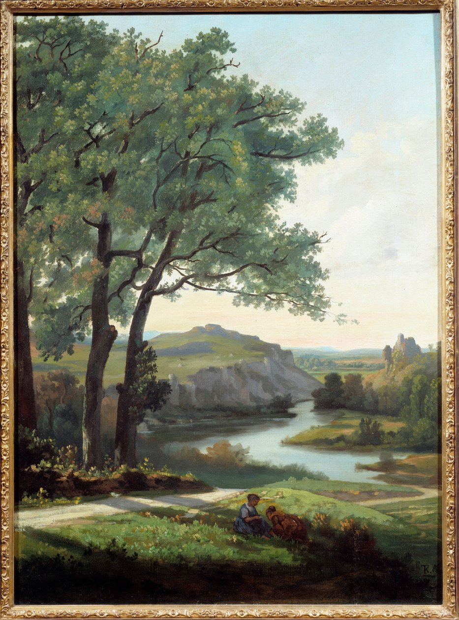 Landskap med tre og innsjømaleri av Theodore Ravanat (1812-1882) 1860 Grenoble, Museum of Fine Arts av Theodore Ravanat
