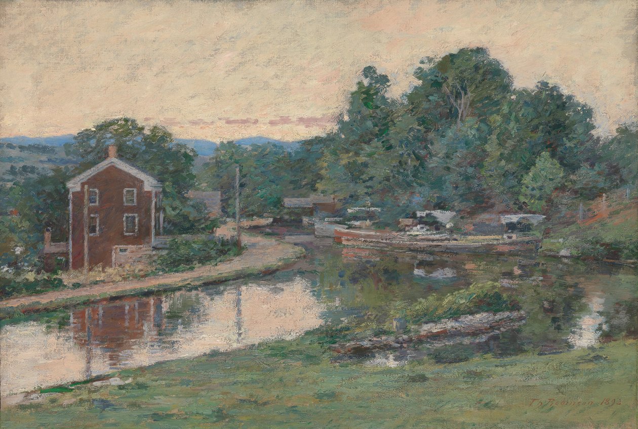 Evening at the Lock, Napanoch, New York, 1893. av Theodore Robinson