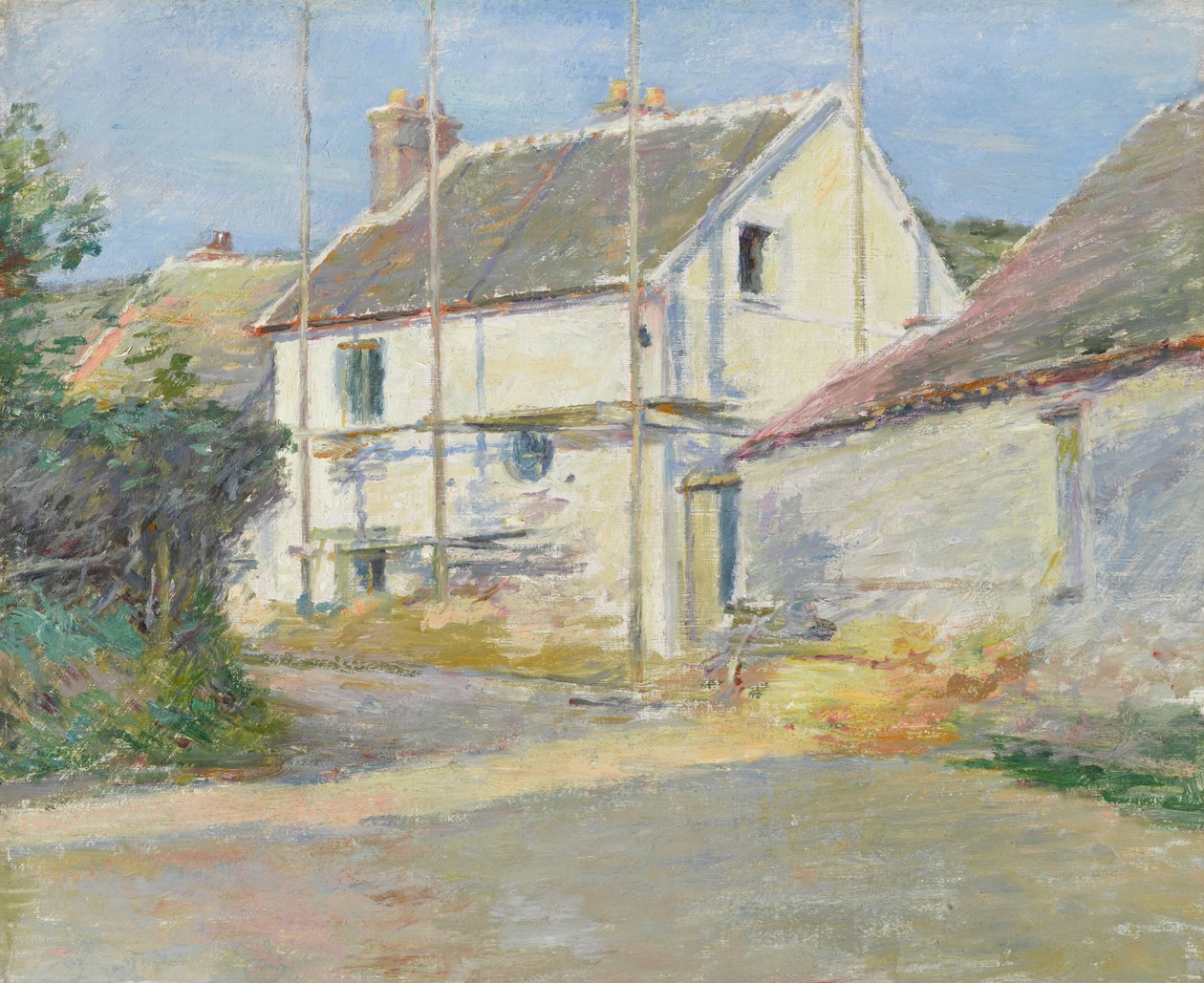 Hus med stillas, Giverny av Theodore Robinson