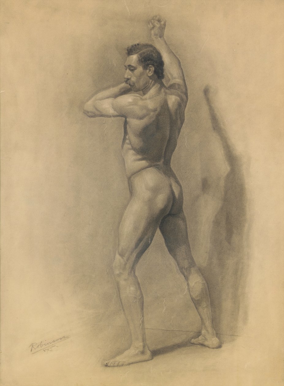 Studie av den mannlige figuren, 1875 av Theodore Robinson