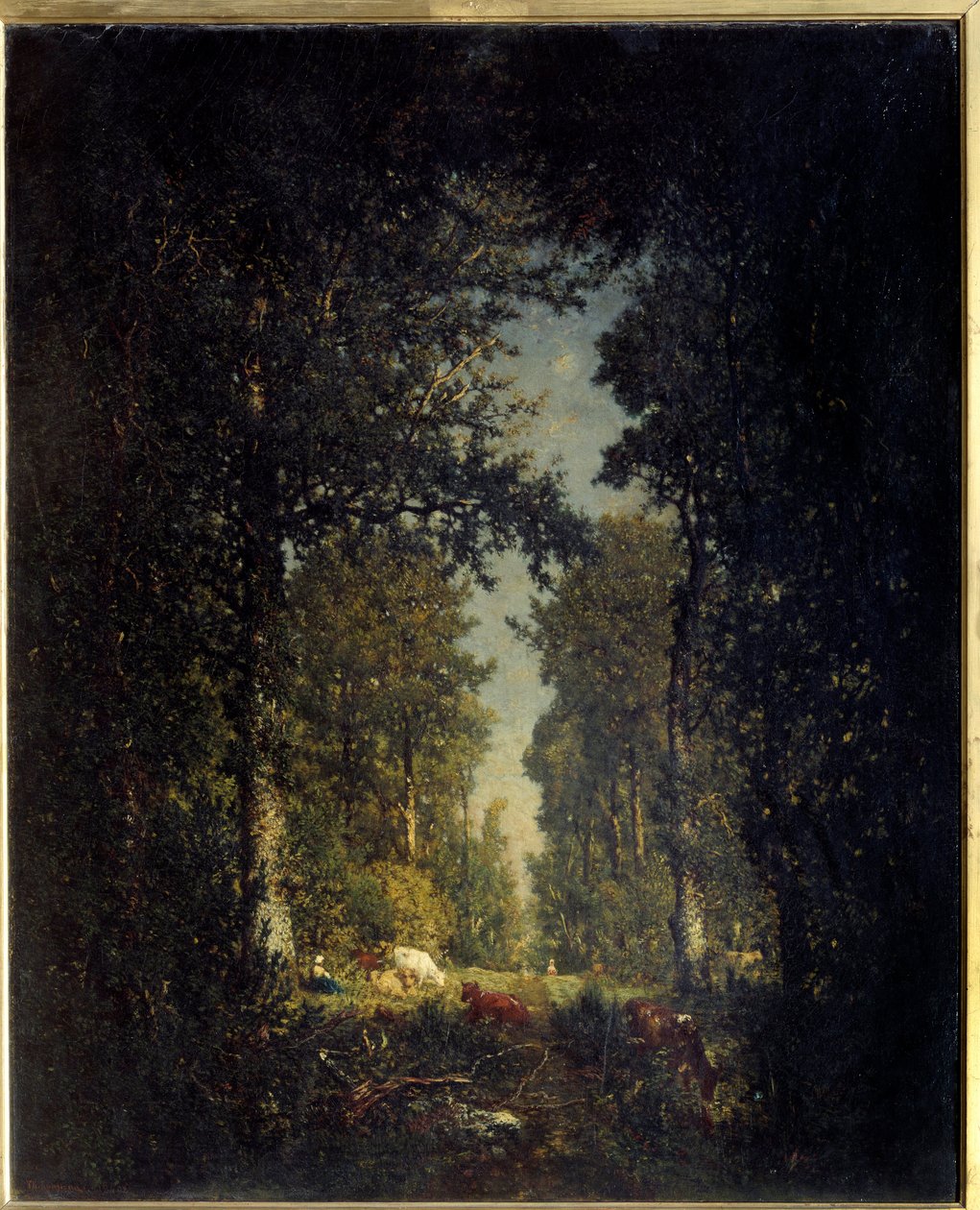En allé, Isle Adam-skogen. Maleri av Theodore Rousseau (1812-1867) av Pierre Etienne Theodore Rousseau