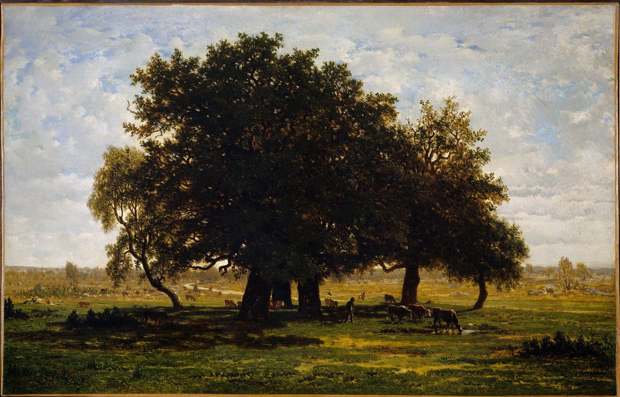 Gruppe av Chenes, Apremont. Maleri av Theodore Rousseau (1812-1867) av Pierre Etienne Theodore Rousseau