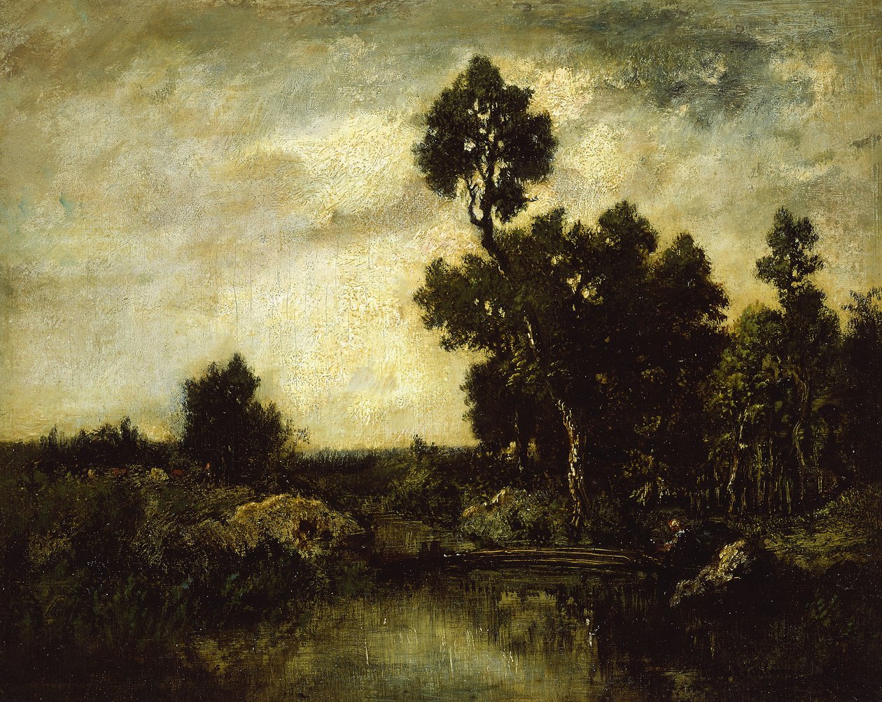 Landskap, ca. 1850 av Pierre Etienne Theodore Rousseau