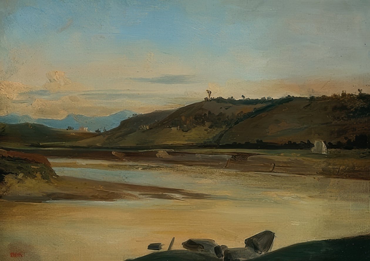 Landskap med elv. Rundt 1834/35 av Pierre Etienne Theodore Rousseau