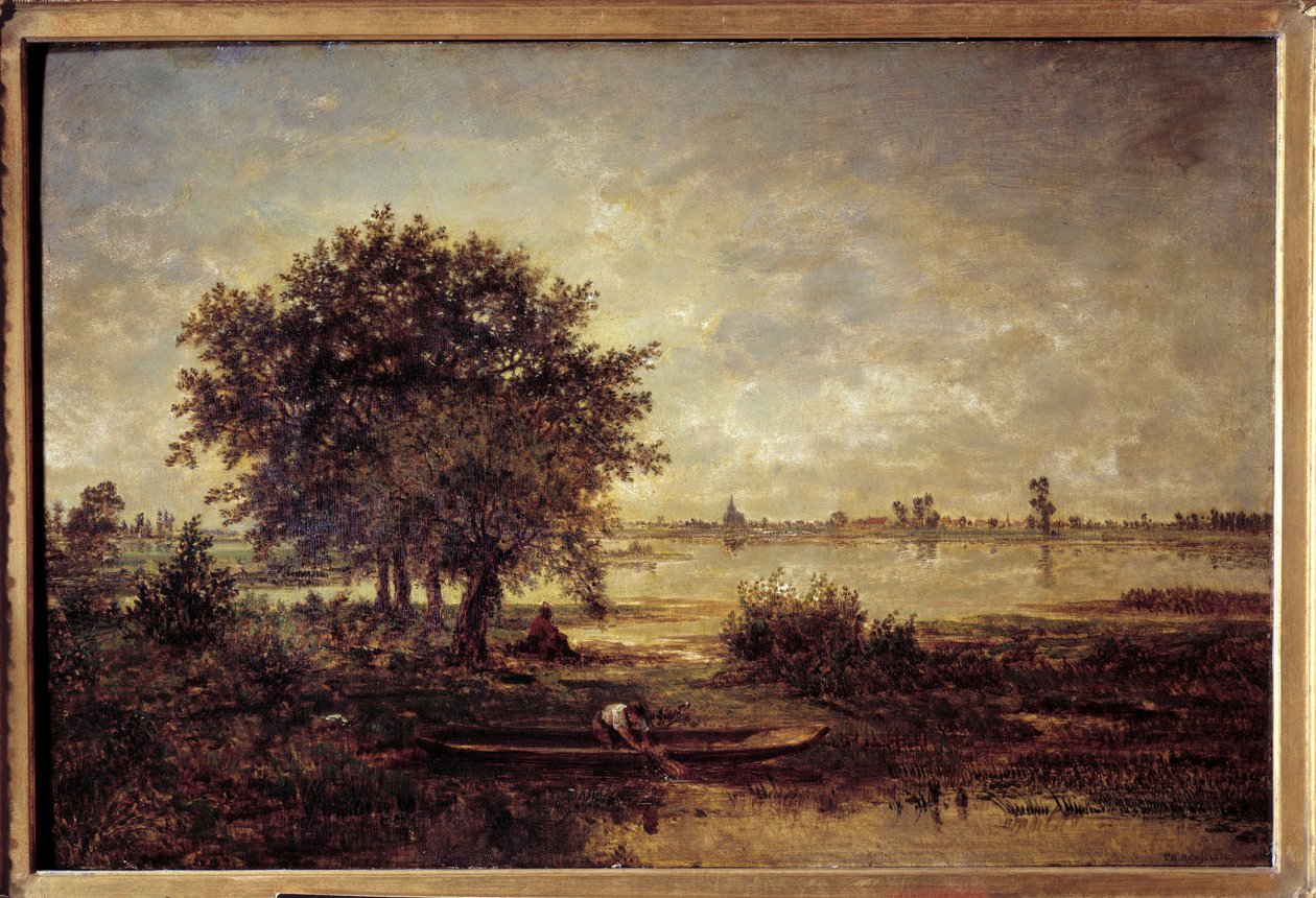 bredden av Loire-maleriet av Theodore Rousseau (1812-1867) 1800-tallet søn. 0,42x0,63 m Paris, Louvre-museet. av Pierre Etienne Theodore Rousseau