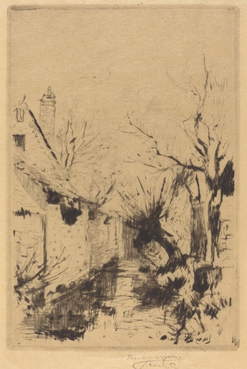 En liten bekk om vinteren, Wiltshire av Theodore Roussel