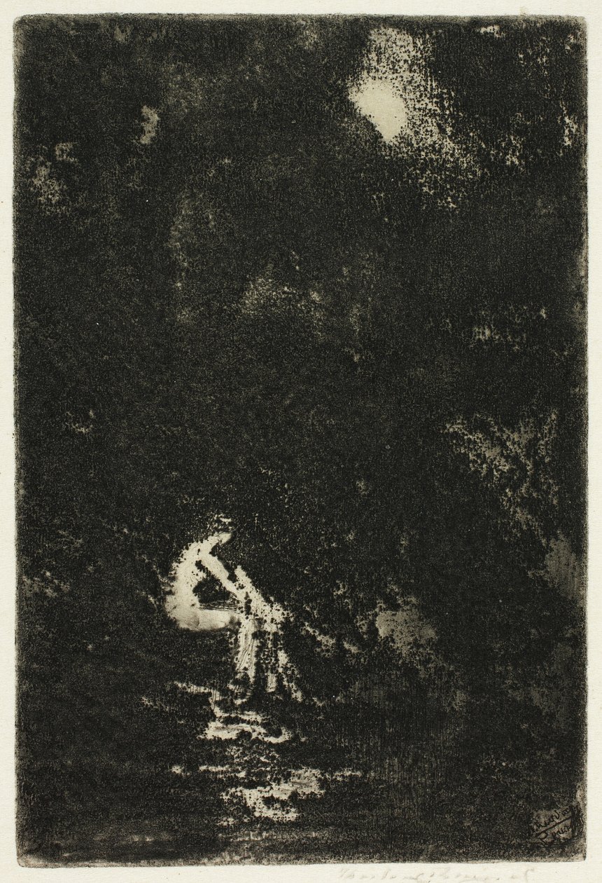 En nymfe som bader, måneskinn av Theodore Roussel