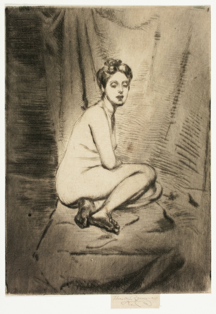 Figur av en kvinne som huker seg av Theodore Roussel