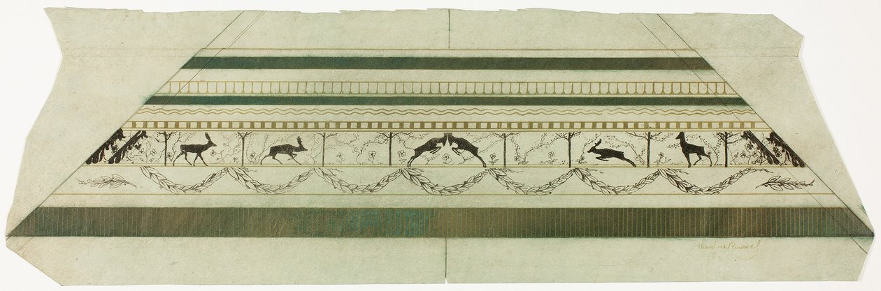 Ramme med mønster av hjort og blomster (nedre rammeseksjon) av Theodore Roussel