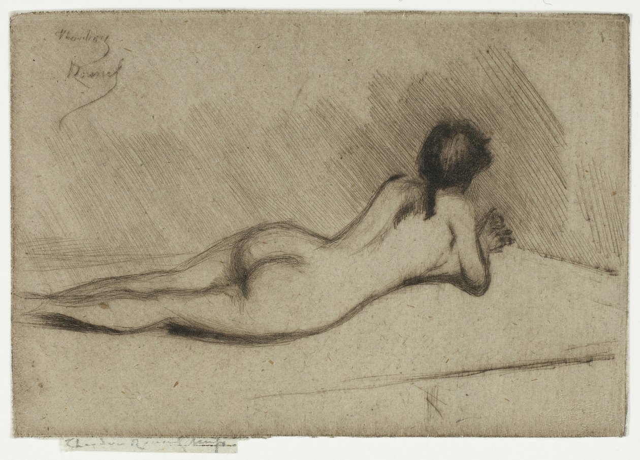 Studie fra Nakenen til en jente som ligger ned av Theodore Roussel