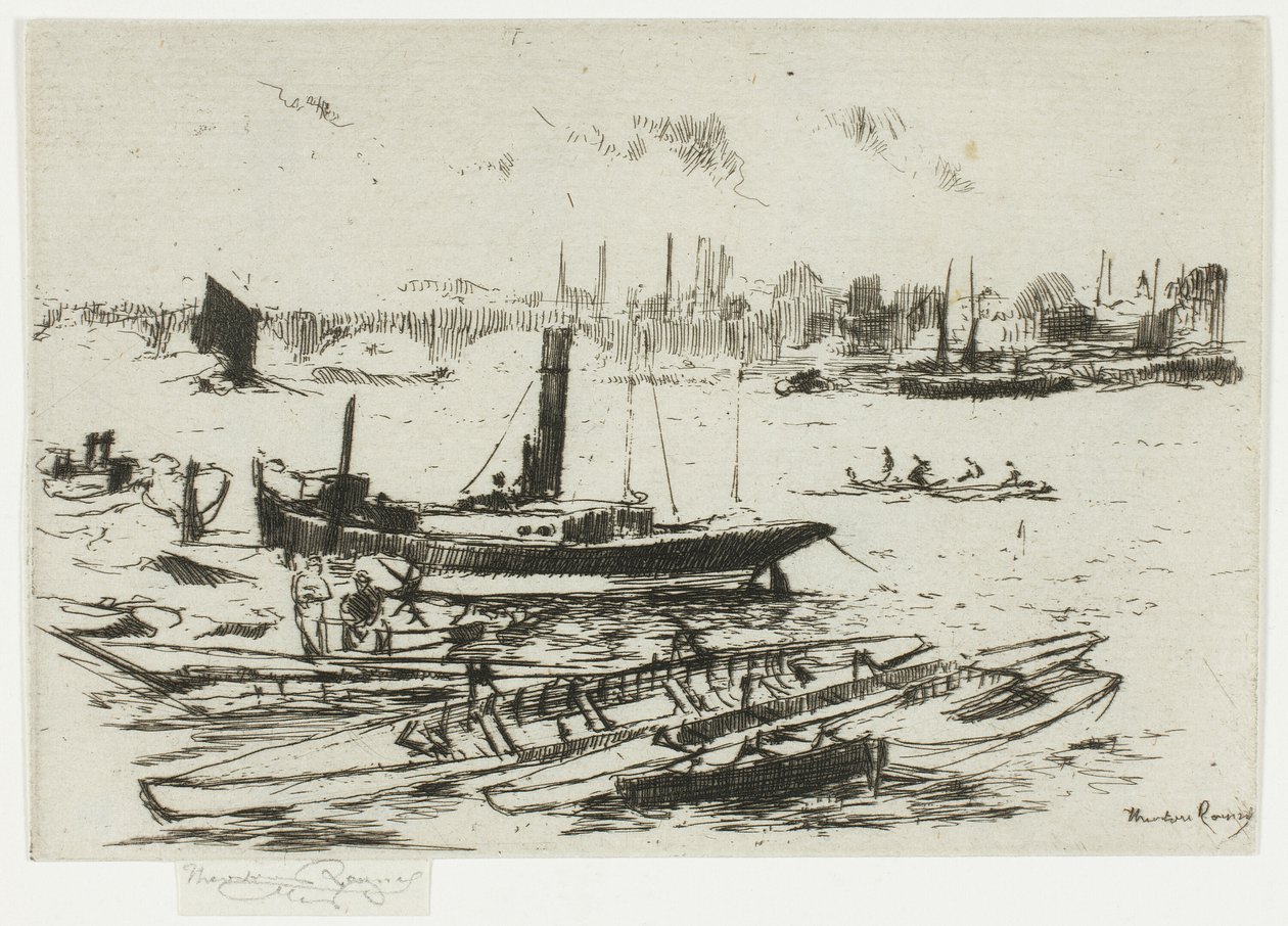 Steam Launch, Chelsea Embankment av Theodore Roussel