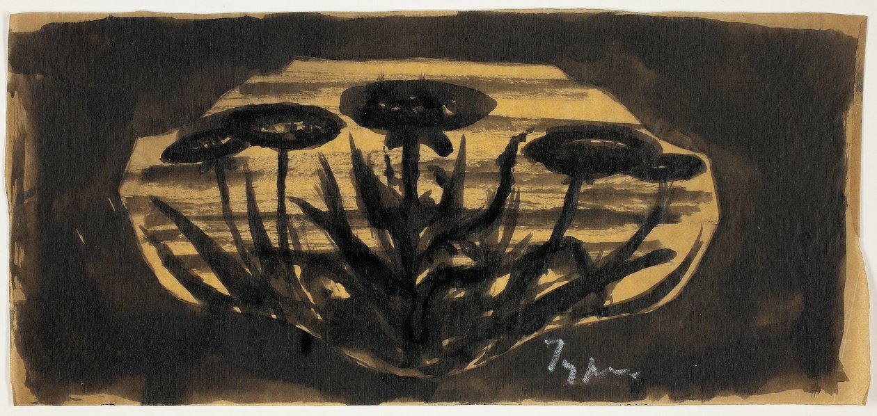 Uten tittel tegning for rammekartouche (plantemotiv) av Theodore Roussel