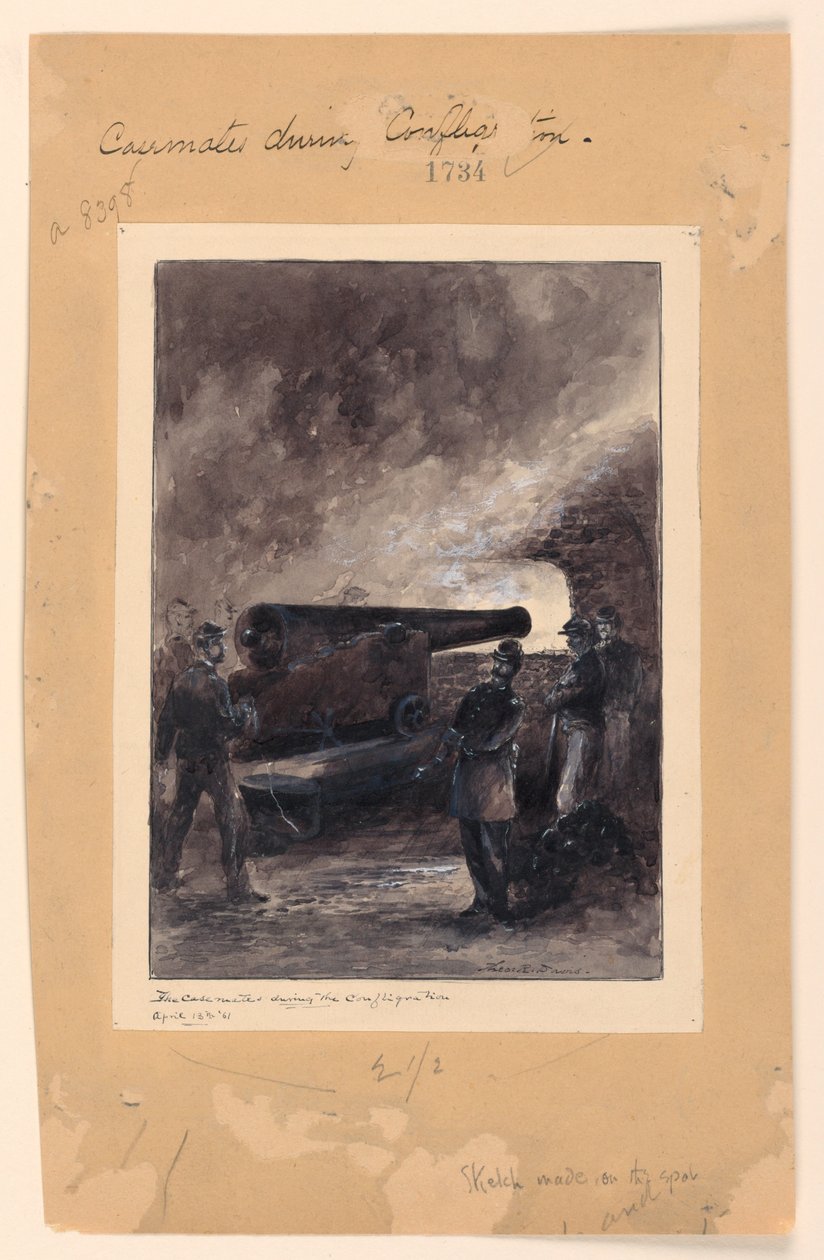 En kasemattpistol under brannen av Theodore Russell Davis