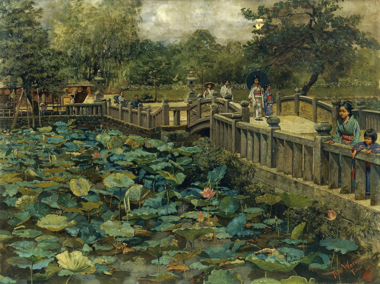 Lotus Pond, Shiba, Tokyo av Theodore Wores