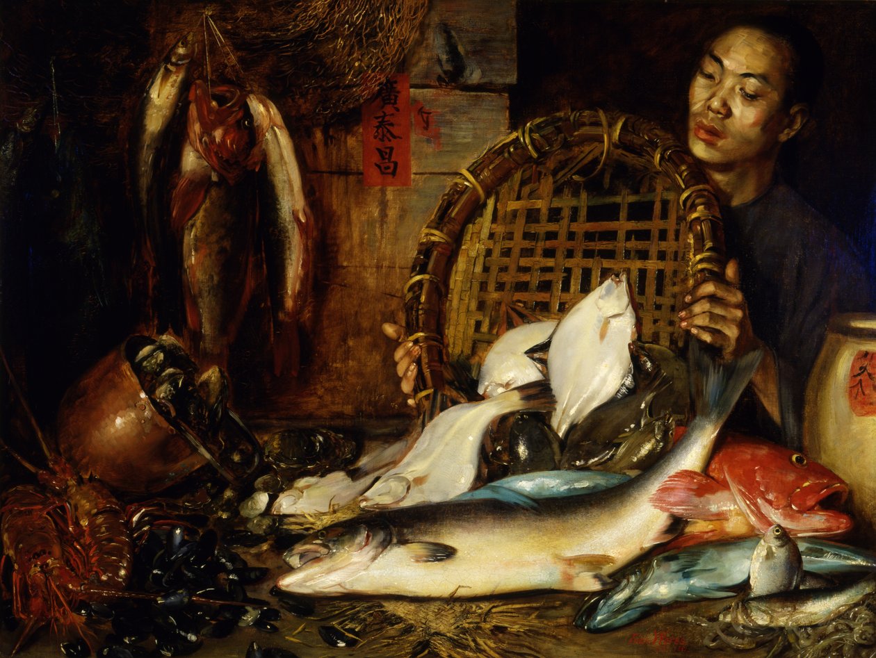 Den kinesiske fiskehandleren, 1881. av Theodore Wores