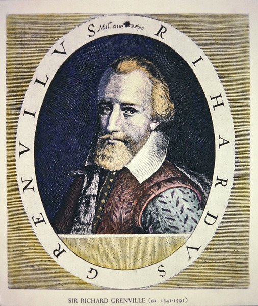 Sir Richard Grenville (farge litho) av Theodore de (after) Bry
