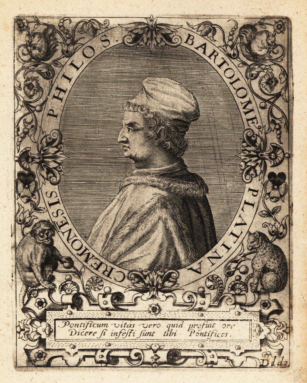 Bartolomeo Sacchi , italiensk renessanseforfatter. av Theodore de Bry