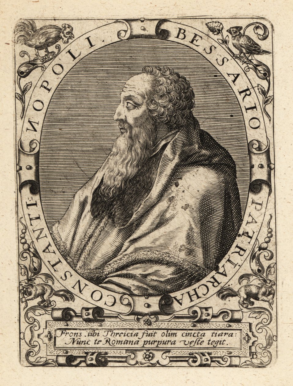 Basilios Bessarion, patriark av Konstantinopel. av Theodore de Bry