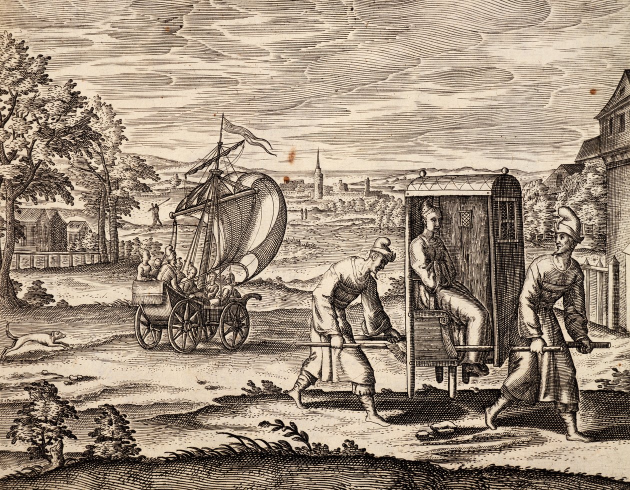 Kinesisk Sedan, Øst-India, gravering fra arbeid av Theodor de Bry (1528-1598), Kina av Theodore de Bry